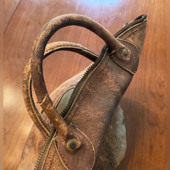 Vintage Leather Bowling Ball Bag - Picture 13 of 15